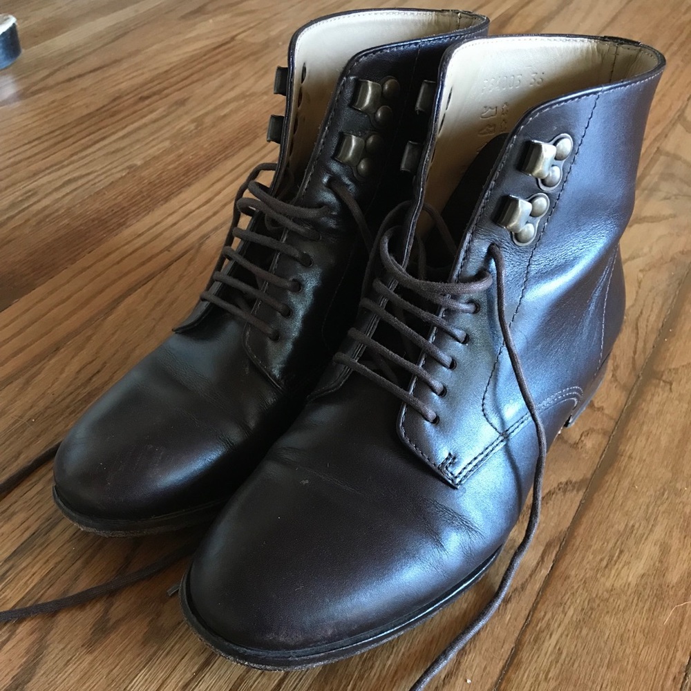 APC Lace up leather ankle boots